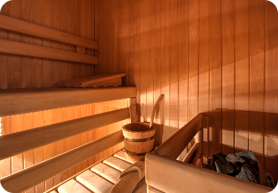 The sauna in the wellness centre at Les Lodges du Lagon campsite in the Gard